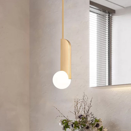 Postmodern Cream Glass Ball Pendant Lamp With Gold Suspension - Dining Table Lighting