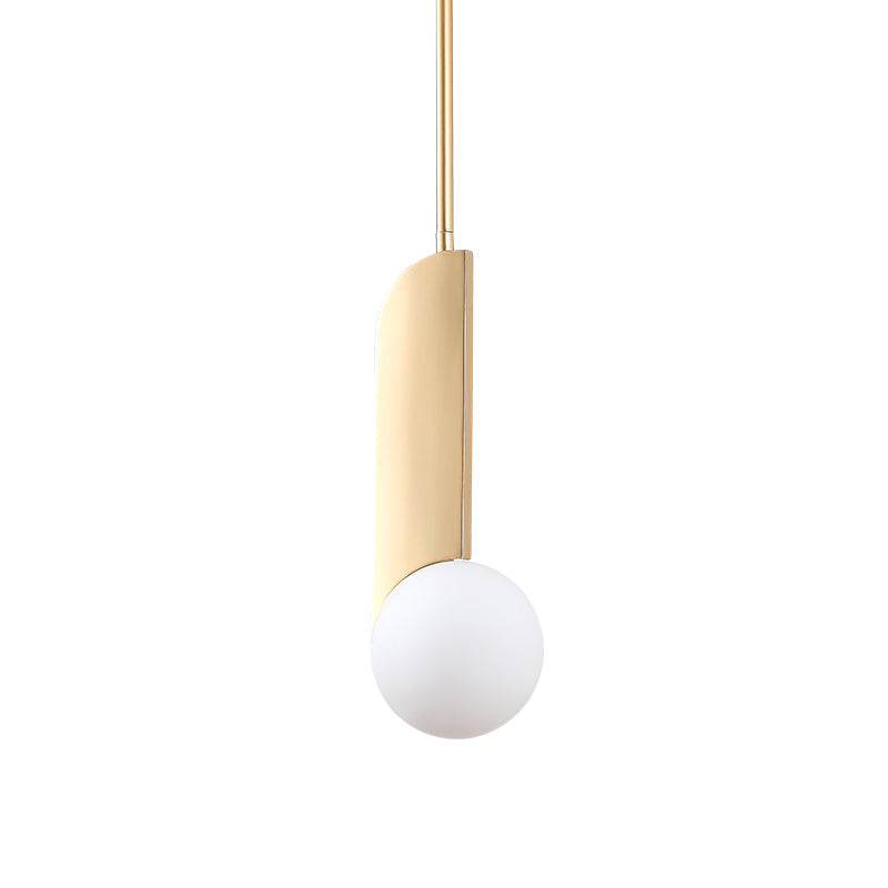 Stylish Cream Glass Ball Pendant Lamp With Gold Finish - Modern Dining Table Suspension Light
