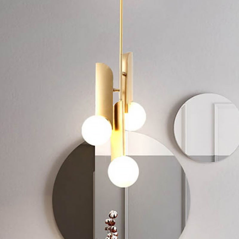 Postmodern Cream Glass Ball Pendant Lamp With Gold Suspension - Dining Table Lighting