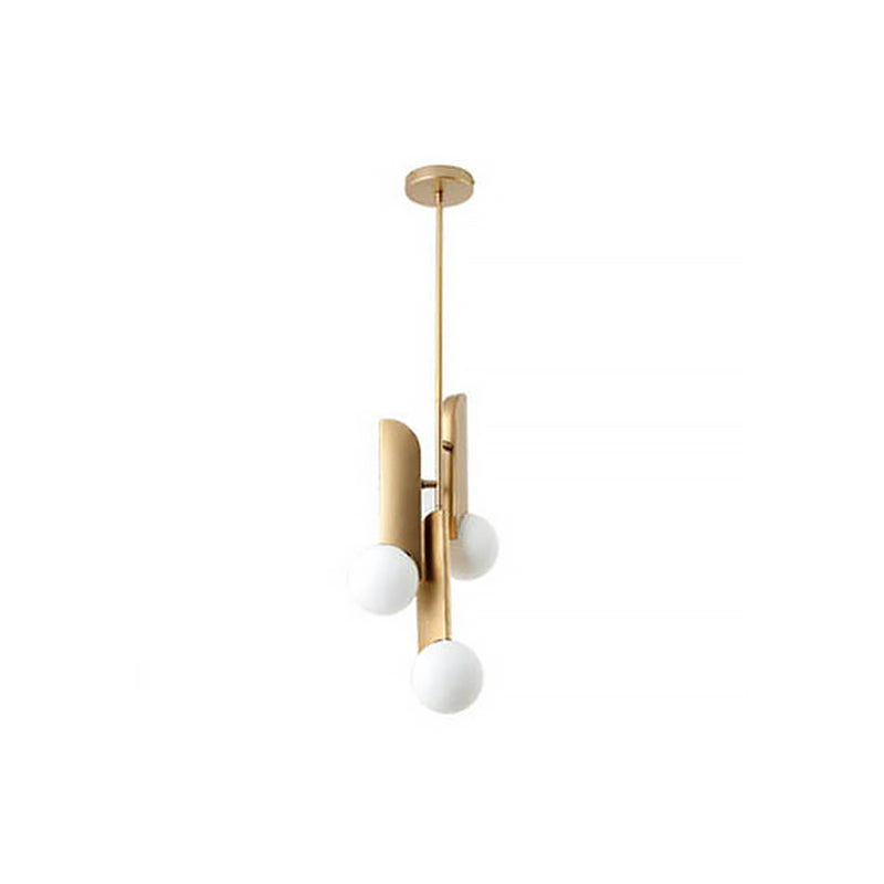 Stylish Cream Glass Ball Pendant Lamp With Gold Finish - Modern Dining Table Suspension Light