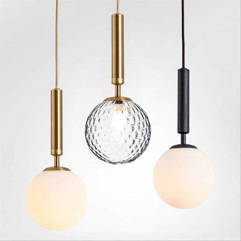 Postmodern Black/Gold Ball Pendant Light With Clear Water/White Glass - Bedroom Down Lighting