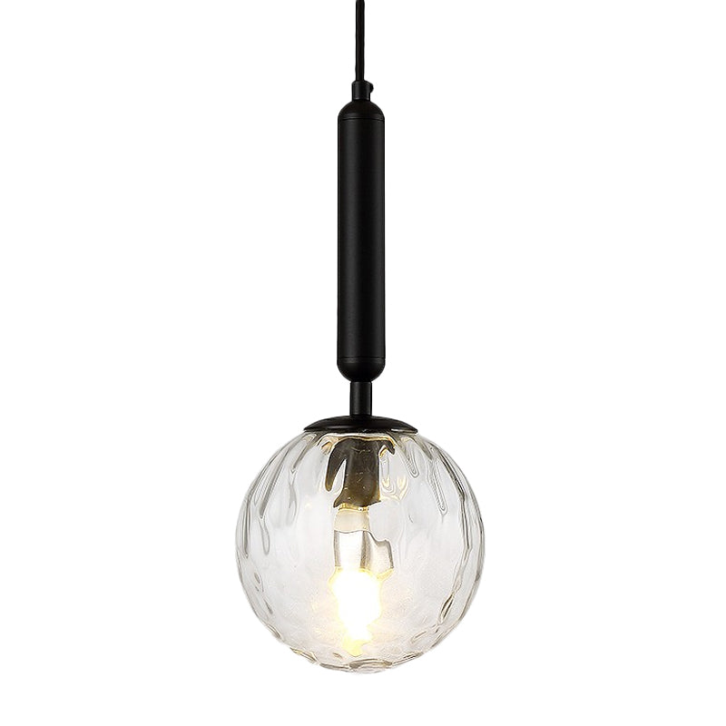 Postmodern Black/Gold Ball Pendant Light With Clear Water/White Glass - Bedroom Down Lighting