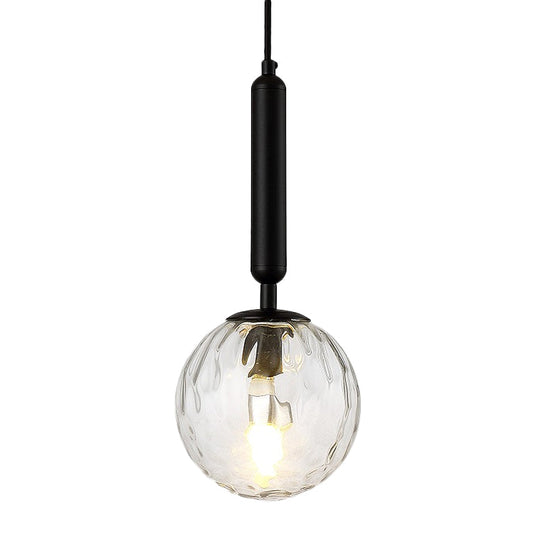 Postmodern Black/Gold Ball Pendant Light With Clear Water/White Glass - Bedroom Down Lighting