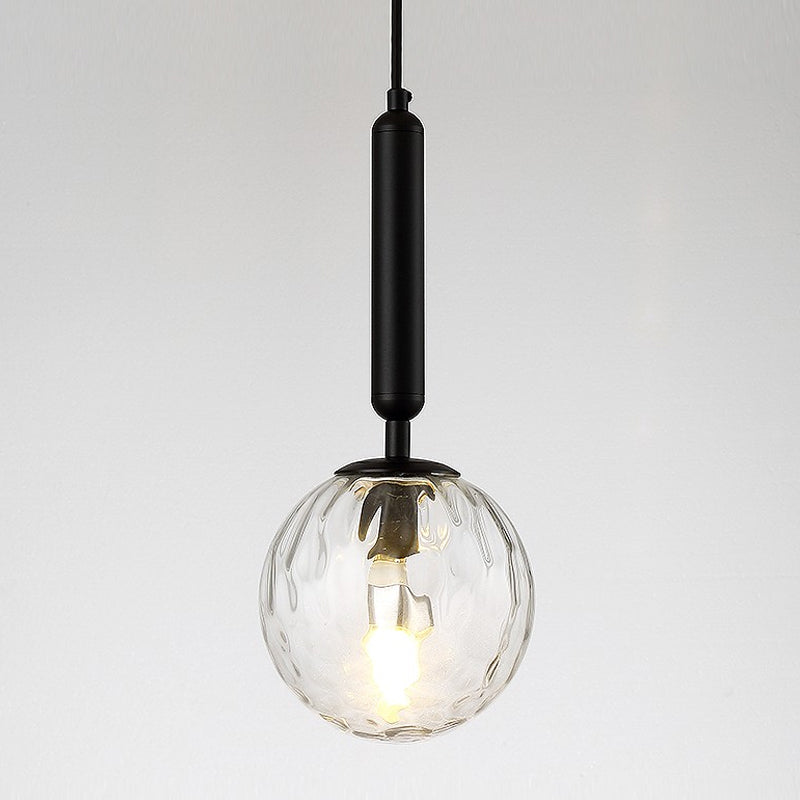 Postmodern Black/Gold Ball Pendant Light With Clear Water/White Glass - Bedroom Down Lighting