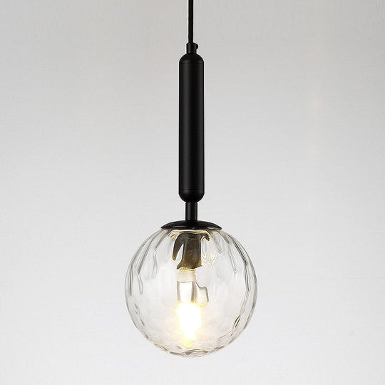 Postmodern Black/Gold Ball Pendant Light With Clear Water/White Glass - Bedroom Down Lighting