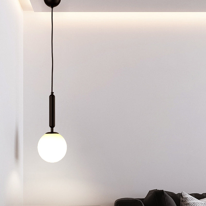 Postmodern Hanging Light: Ball Bedroom Pendant With Clear Water/White Glass & 1 Bulb In Black/Gold