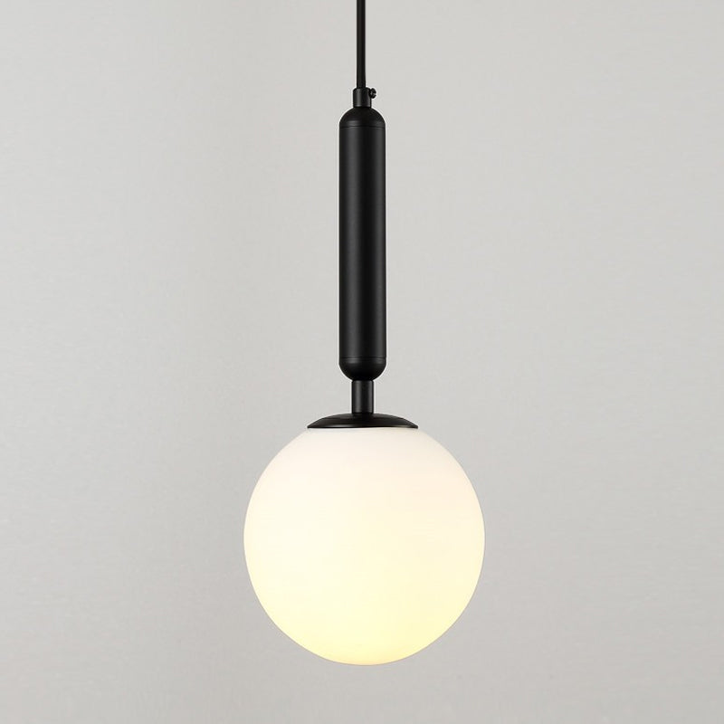 Postmodern Hanging Light: Ball Bedroom Pendant With Clear Water/White Glass & 1 Bulb In Black/Gold