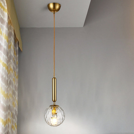 Postmodern Black/Gold Ball Pendant Light With Clear Water/White Glass - Bedroom Down Lighting Gold /