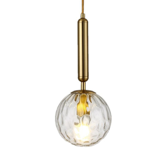 Postmodern Black/Gold Ball Pendant Light With Clear Water/White Glass - Bedroom Down Lighting