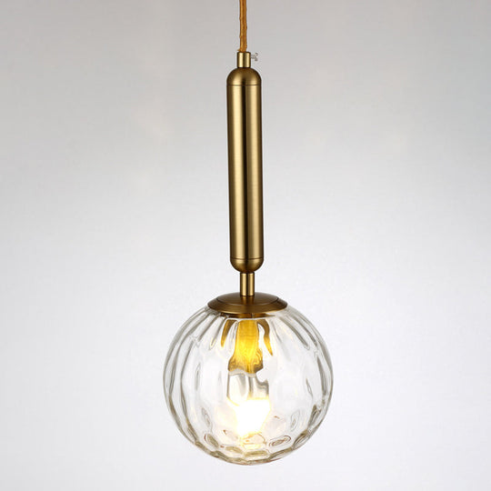Postmodern Black/Gold Ball Pendant Light With Clear Water/White Glass - Bedroom Down Lighting