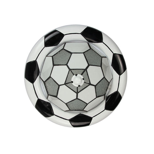 Tiffany Style Glass Football Shade Ceiling Light - Flush Mount In White For Childs Bedroom