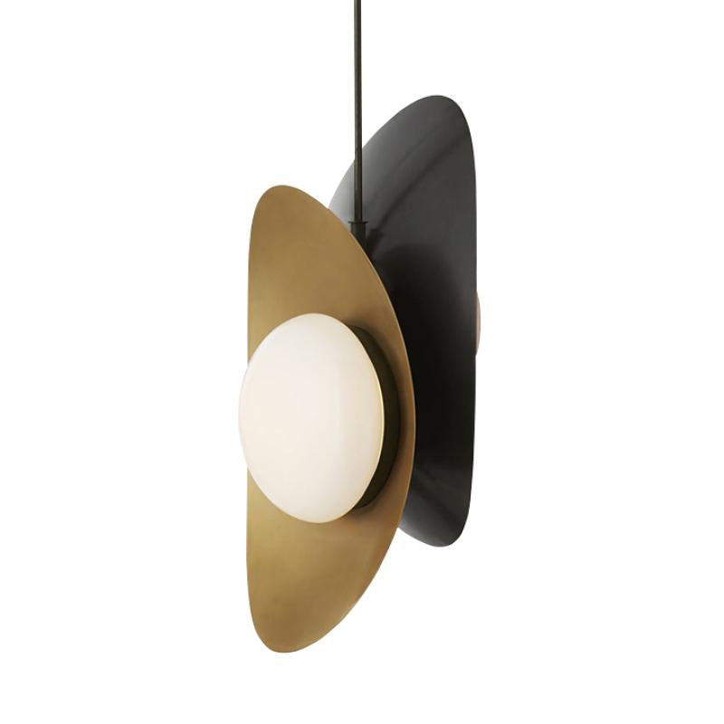 Postmodern Designer Pebble Pendant Light Kit With Opal Frosted Glass And 2 Lights - Black-Gold/Gold