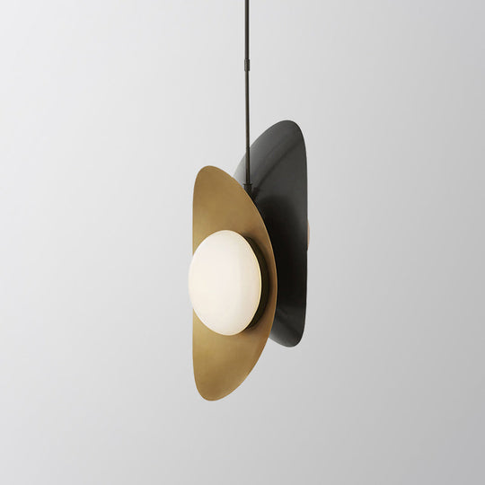 Postmodern Designer Pebble Pendant Light Kit With Opal Frosted Glass And 2 Lights - Black-Gold/Gold