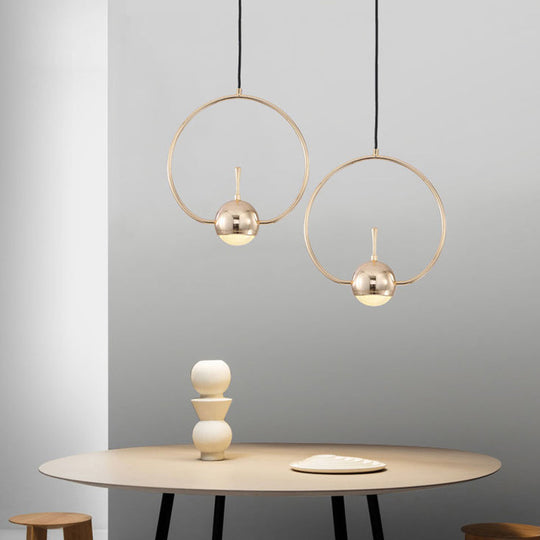 Rose Gold Led Pendant Light With Minimalist Design And Acrylic Dome Shade -