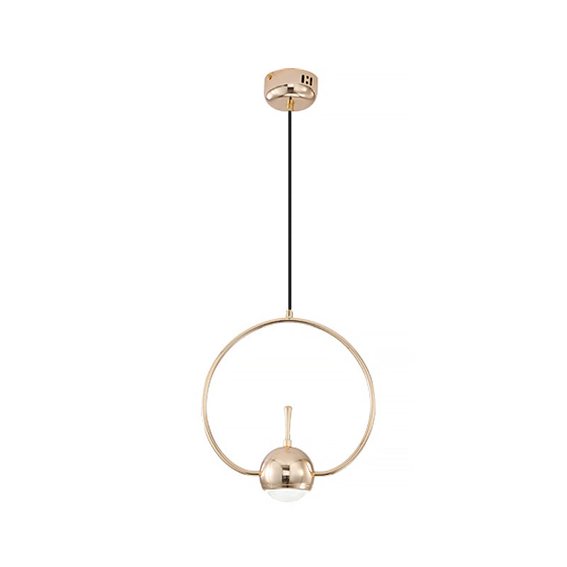 Modern Led Pendant Ceiling Light In Rose Gold Round/Triangle/Rectangle Shape With Acrylic Dome Shade
