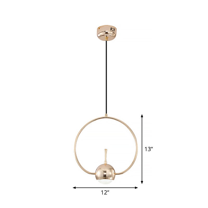 Modern Led Pendant Ceiling Light In Rose Gold Round/Triangle/Rectangle Shape With Acrylic Dome Shade