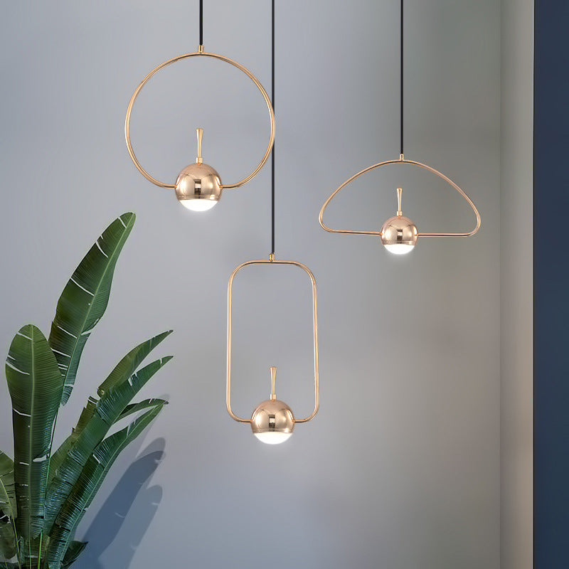 Rose Gold Led Pendant Light With Minimalist Design And Acrylic Dome Shade -