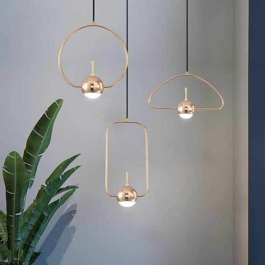 Rose Gold Led Pendant Light With Minimalist Design And Acrylic Dome Shade -