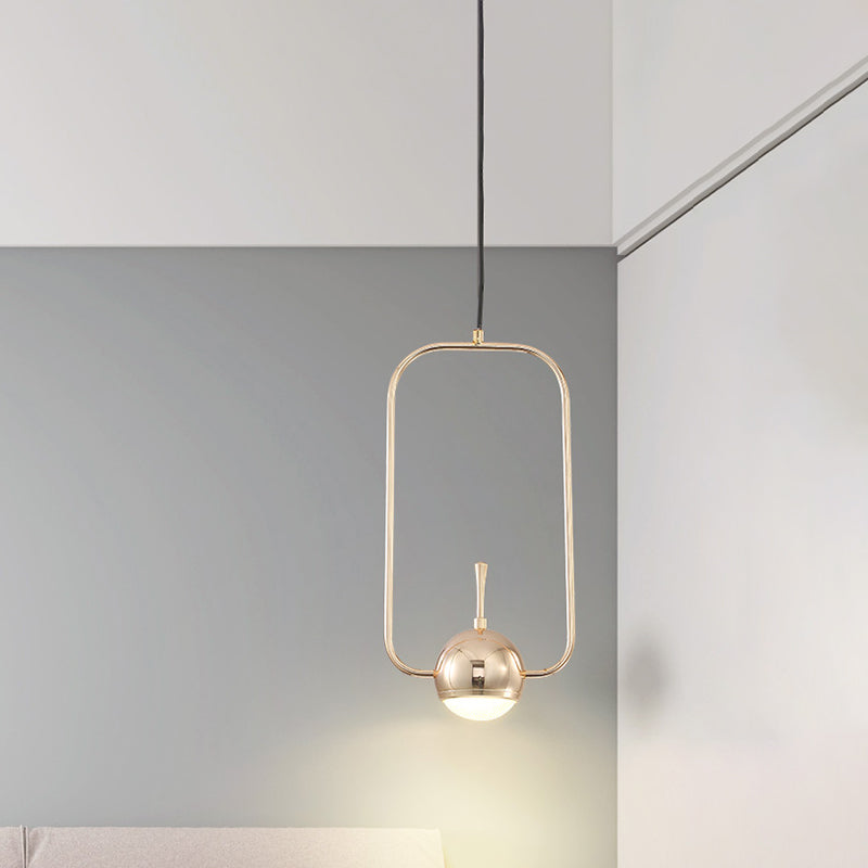 Modern Led Pendant Ceiling Light In Rose Gold Round/Triangle/Rectangle Shape With Acrylic Dome Shade