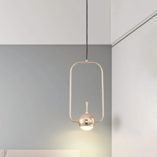 Modern Led Pendant Ceiling Light In Rose Gold Round/Triangle/Rectangle Shape With Acrylic Dome Shade