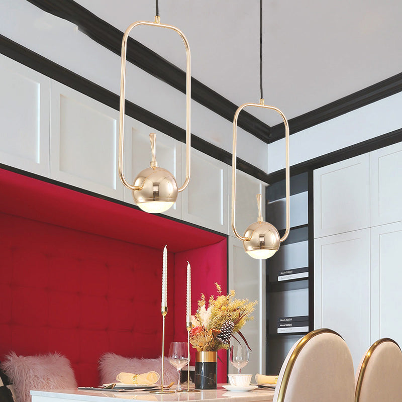 Modern Led Pendant Ceiling Light In Rose Gold Round/Triangle/Rectangle Shape With Acrylic Dome Shade