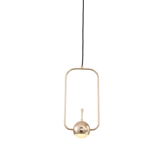 Modern Led Pendant Ceiling Light In Rose Gold Round/Triangle/Rectangle Shape With Acrylic Dome Shade