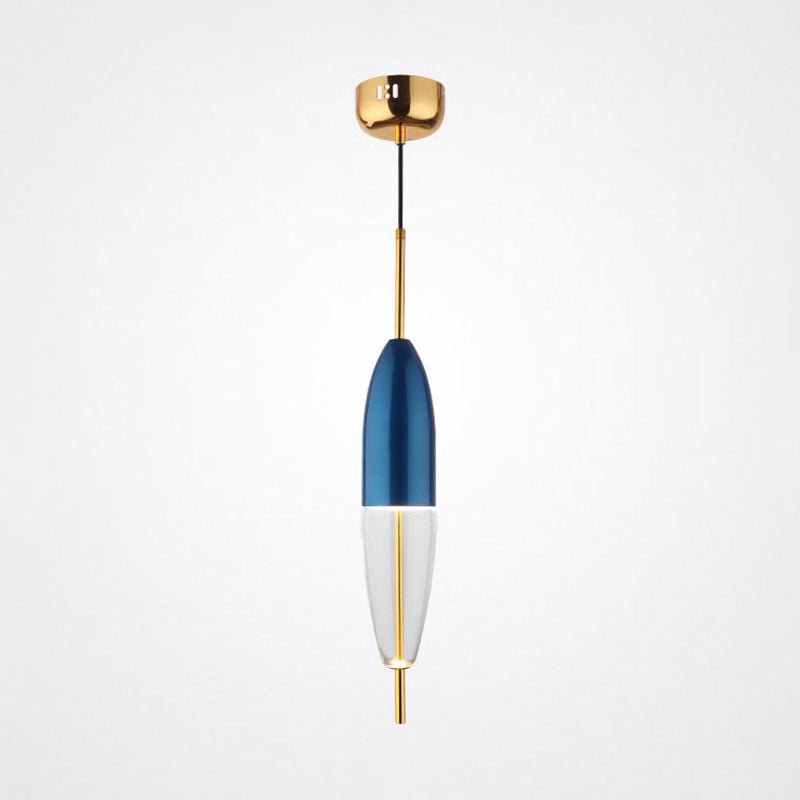 Postmodern 1-Light Blue Jar Pendant Ceiling Light With Clear Glass Shade