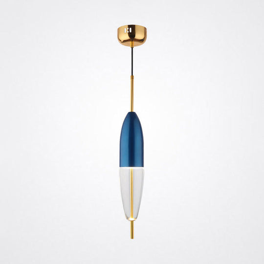 Postmodern 1-Light Blue Jar Pendant Ceiling Light With Clear Glass Shade