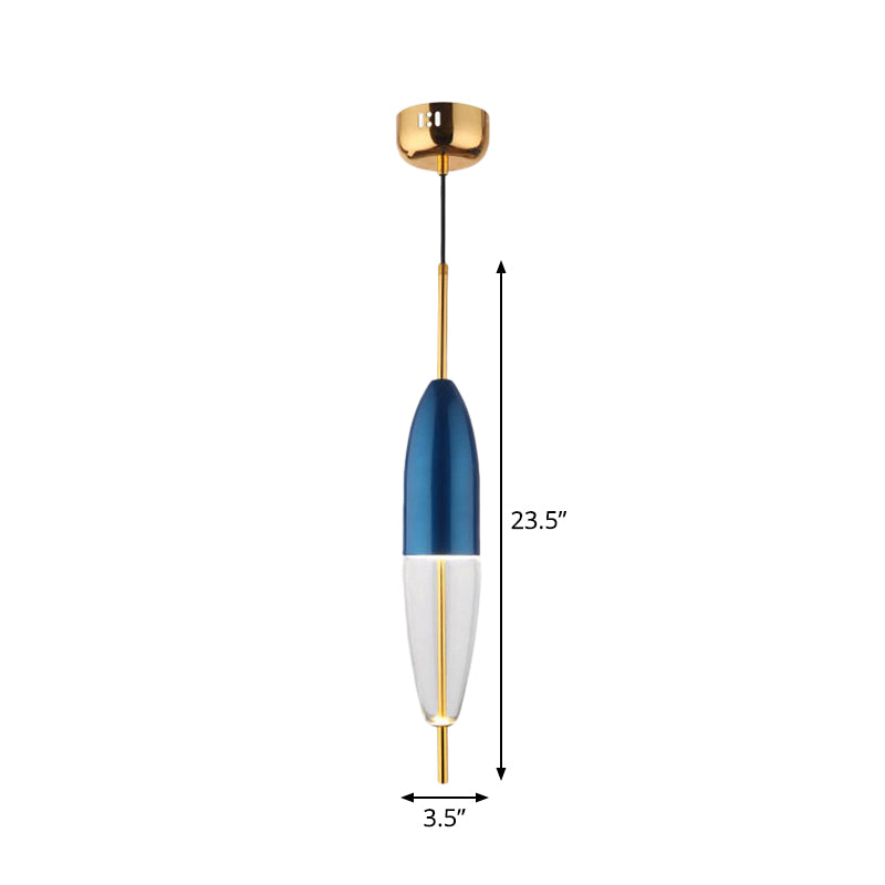 Blue Jar Pendant Ceiling Light With Clear Bottom Glass Shade - Postmodern Style