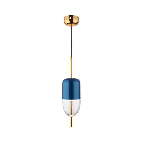 Blue Jar Pendant Ceiling Light With Clear Bottom Glass Shade - Postmodern Style