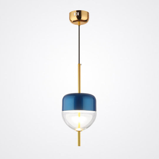 Postmodern 1-Light Blue Jar Pendant Ceiling Light With Clear Glass Shade