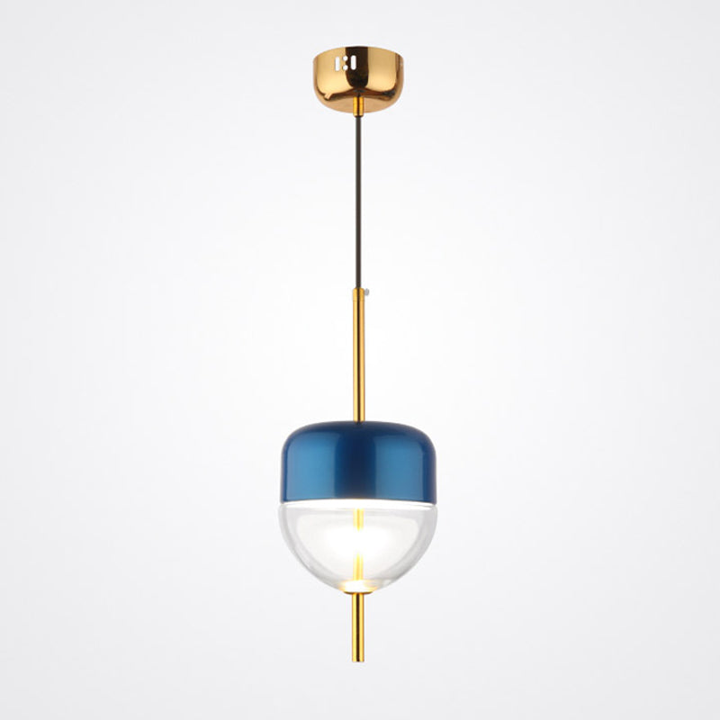 Blue Jar Pendant Ceiling Light With Clear Bottom Glass Shade - Postmodern Style