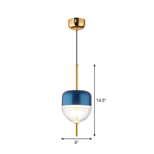 Postmodern 1-Light Blue Jar Pendant Ceiling Light With Clear Glass Shade
