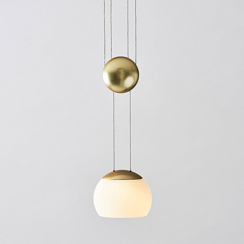Hemisphere Frosted Glass Pendant Light Kit - Postmodern Single Rose Gold/Gold Ceiling Hang