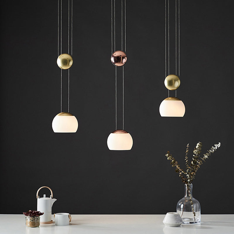 Frosted Glass Pendant Light Kit - Postmodern Rose Gold/Gold Ceiling Hang