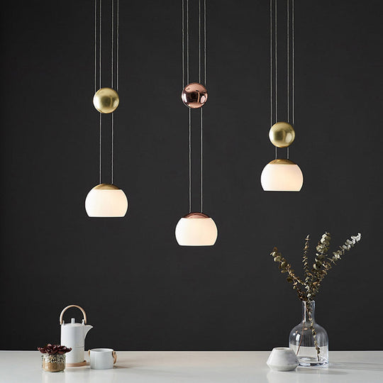Hemisphere Frosted Glass Pendant Light Kit - Postmodern Single Rose Gold/Gold Ceiling Hang