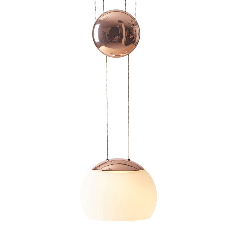 Hemisphere Frosted Glass Pendant Light Kit - Postmodern Single Rose Gold/Gold Ceiling Hang
