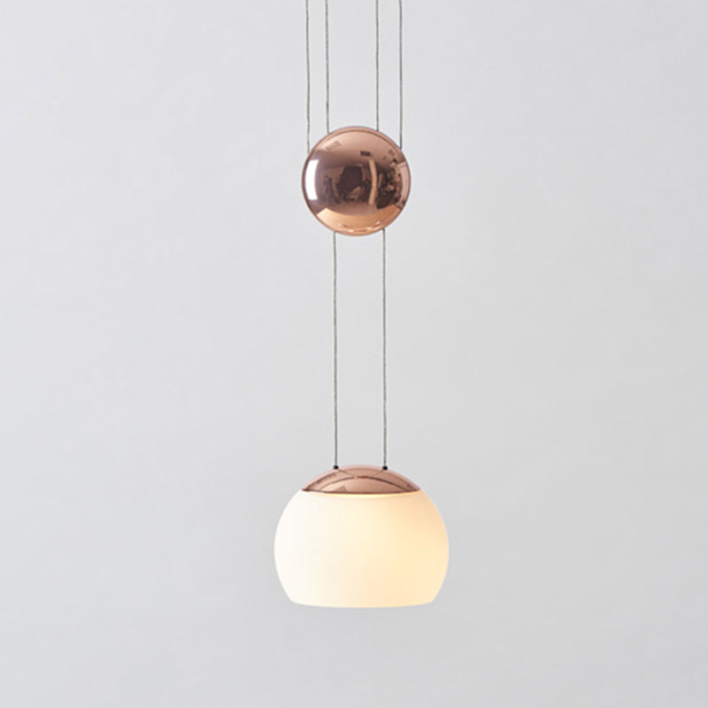 Hemisphere Frosted Glass Pendant Light Kit - Postmodern Single Rose Gold/Gold Ceiling Hang