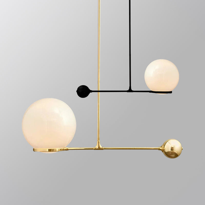 Globe Hotel Ceiling Suspension Lamp - Frosted White Glass Postmodern Drop Pendant In Black/Gold Gold