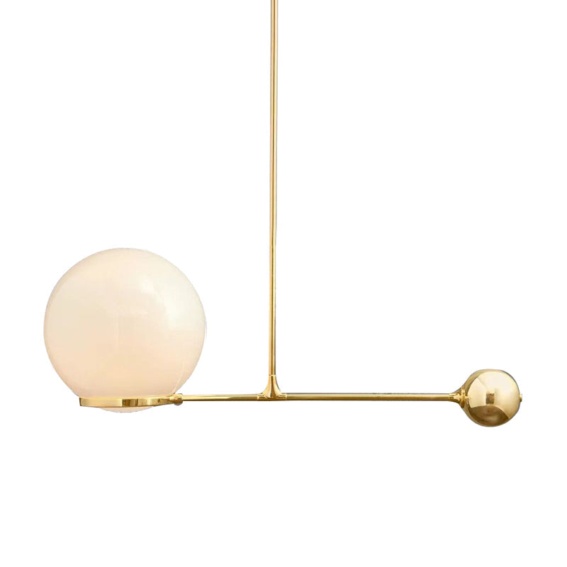 Globe Hotel Ceiling Suspension Lamp - Frosted White Glass Postmodern Drop Pendant In Black/Gold
