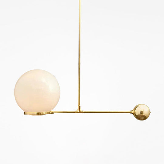 Frosted White Glass Globe Hotel Ceiling Suspension Lamp: Elegant 1-Head Postmodern Drop Pendant