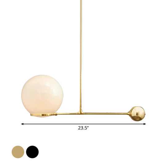 Frosted White Glass Globe Hotel Ceiling Suspension Lamp: Elegant 1-Head Postmodern Drop Pendant