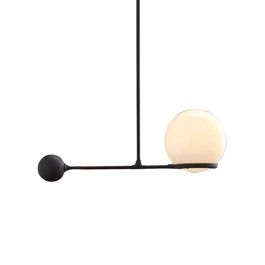 Globe Hotel Ceiling Suspension Lamp - Frosted White Glass Postmodern Drop Pendant In Black/Gold