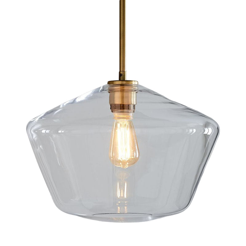 Postmodern Gold Pendant Light: Clear Glass Restaurant Hanging Ceiling Fixture