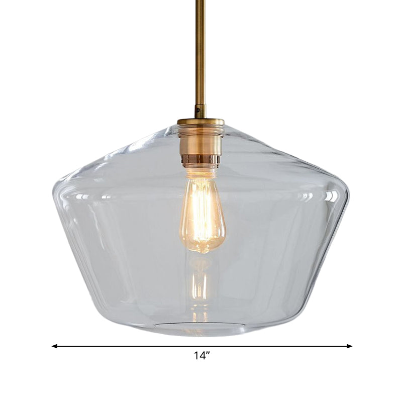 Postmodern Gold Pendant Light: Clear Glass Restaurant Hanging Ceiling Fixture