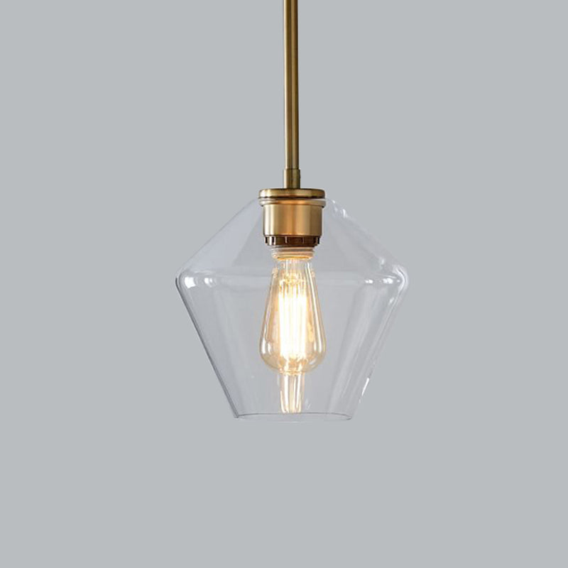 Postmodern Gold Pendant Light: Clear Glass Restaurant Hanging Ceiling Fixture
