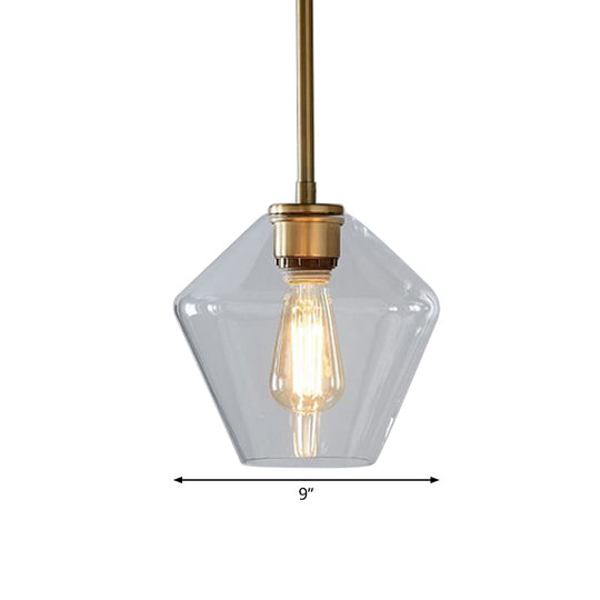 Postmodern Gold Pendant Light: Clear Glass Restaurant Hanging Ceiling Fixture