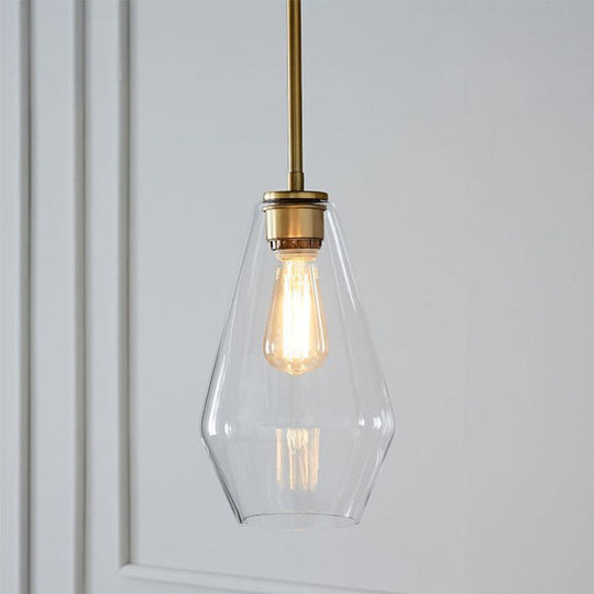 Postmodern Gold Pendant Light: Clear Glass Restaurant Hanging Ceiling Fixture / B