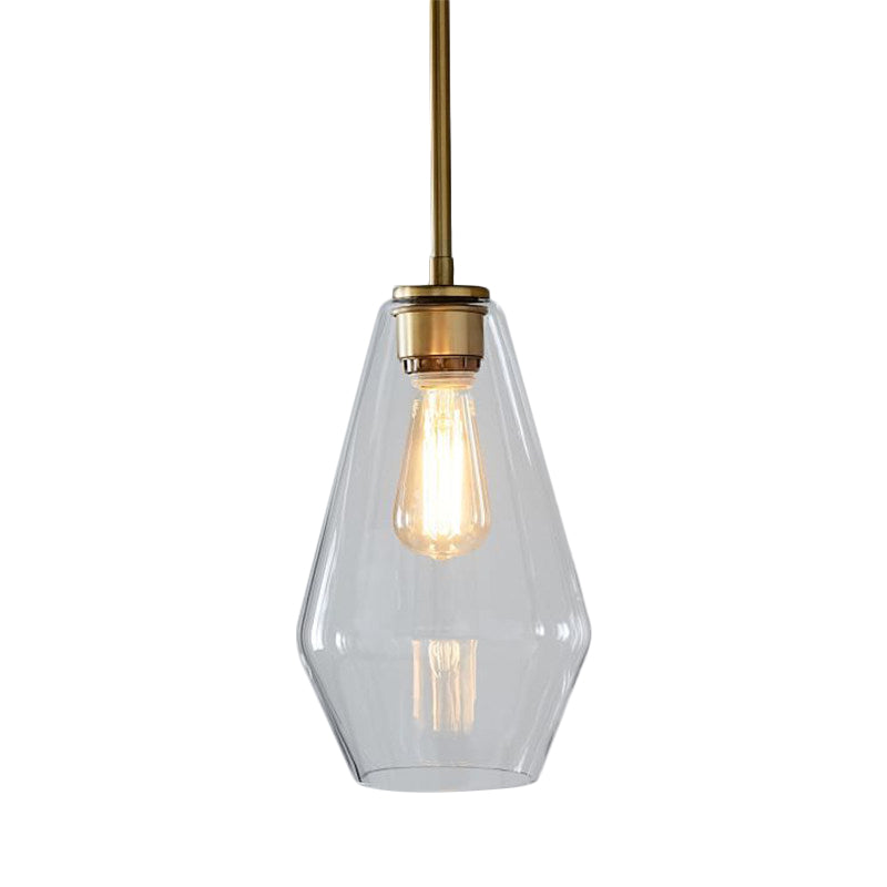 Postmodern Gold Pendant Light: Clear Glass Restaurant Hanging Ceiling Fixture