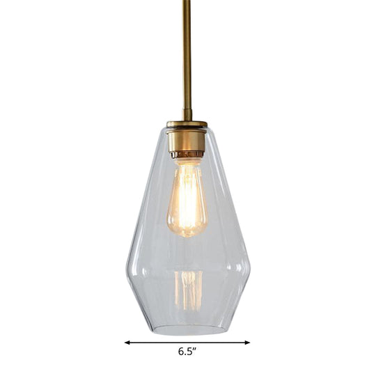 Postmodern Gold Pendant Light: Clear Glass Restaurant Hanging Ceiling Fixture